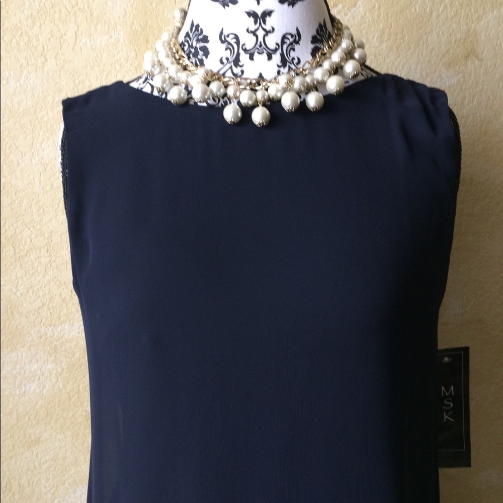 NWT MSK Navy sheer dress